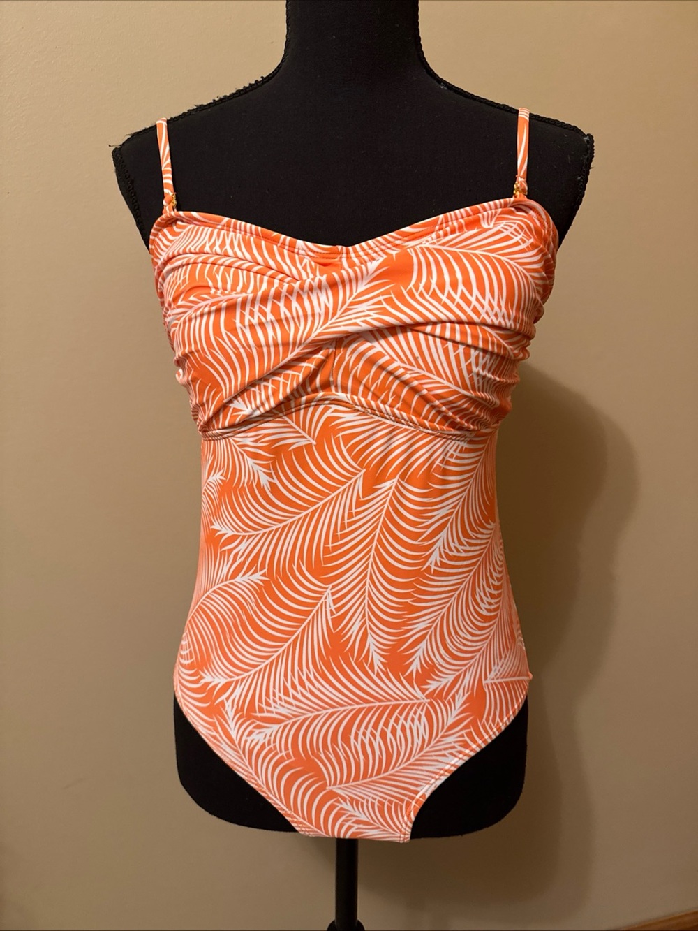 Tropical Orange Palm-Print One-Piece Swimsuit